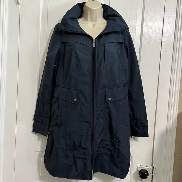 Cole Haan Packable Rain Jacket Navy Women’s Medium K2 - Picture 1 of 8
